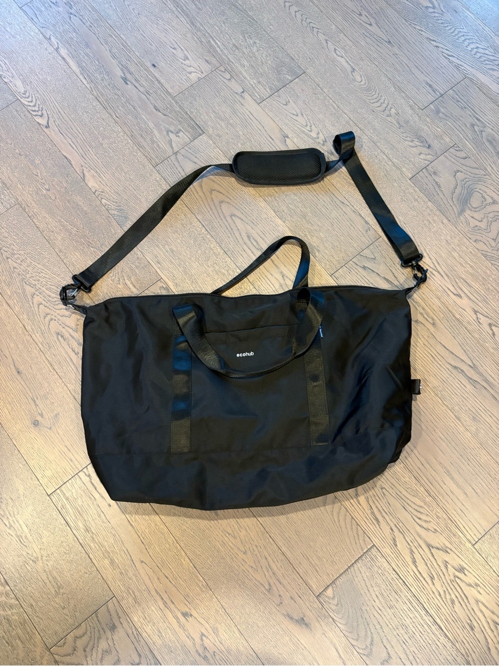 Black Travel Duffel with Detachable Shoulder Strap